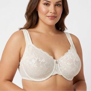 Fashion Bug Woman’s White Floral Laced Underwired Bra — Size 44DDD
